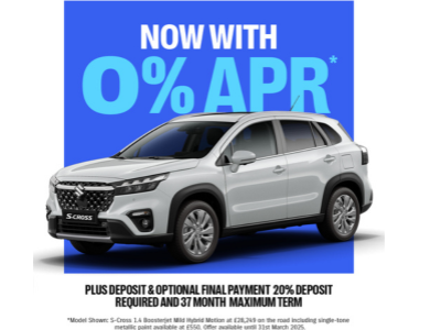 Drive the Suzuki S-Cross for £249/Month with 0% APR – Limited Offer!